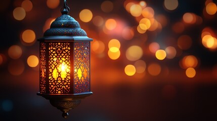 Fototapeta premium Glowing Ramadan Lantern: A Festive Celebration