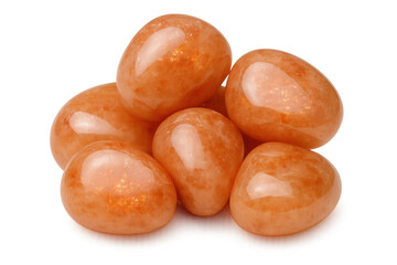 Aventurine quartz gemstones polished, stacked neatly against neutral backdrop