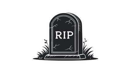Gravestone Icon – RIP Halloween Tombstone (Black and White)
