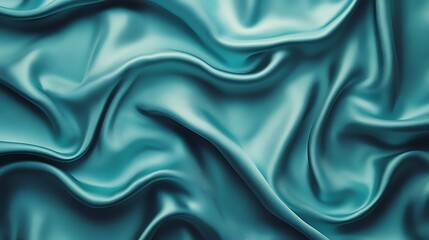 Obraz premium Teal silk fabric with flowing drapes.