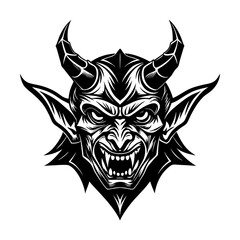 Fototapeta premium Demon Face With Horns Vector
