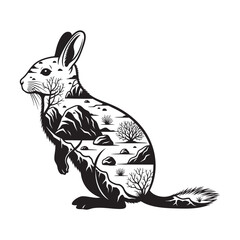 A wild jackrabbit with a desert mountain landscape inside © MAHEDI