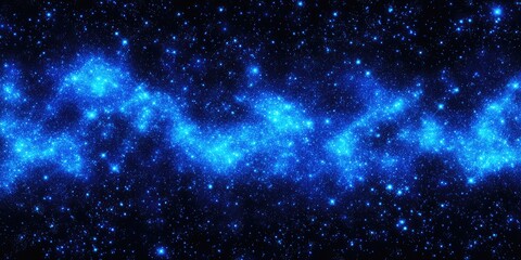 Naklejka premium Deep space nebula with swirling blue light patterns against a dark starry background