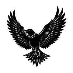 Obraz premium Flying Raven With Spread Wings Vector