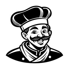 Happy Chef Mascot With Mustache And Tall Hat Vector