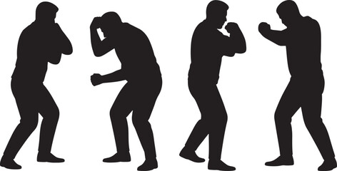 Silhouette Set of Boxing Poses