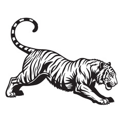A stalking Bengal tiger big cat predator vector for a mascot
