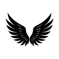 Obraz premium Short Feather Black Wings Silhouette Vector Set
