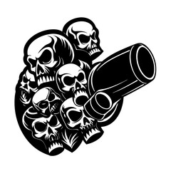 Skulls Emerging From Bikers Exhaust Pipe Vector