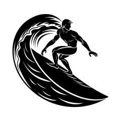 Surfer Riding A Big Wave Vector