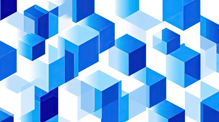 Obraz premium Abstract pattern of overlapping blue cubes on white background.