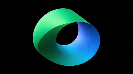 Abstract design of curved shapes in shades of green and blue.