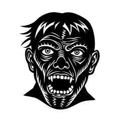 Zombie Face With Stitched Mouth Vector