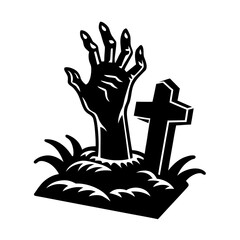 Zombie Hand Rising From Grave Vector