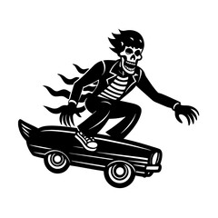 Zombie Skull Riding A Lowrider Vector