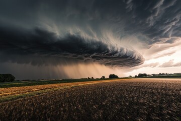 Dramatic storm clouds over a field (2)