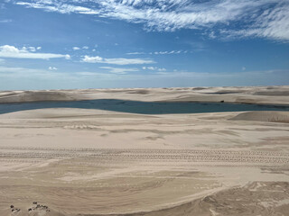 Brazil, Barreirinhas- 2023, May: lagoon and sand dunes in lençóis maranhenses