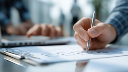 Business Professional Reviewing Documents in Bright Modern Office