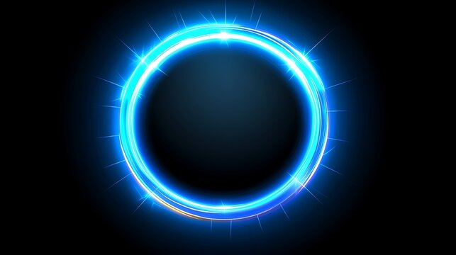 Glowing blue circle design on a dark background.