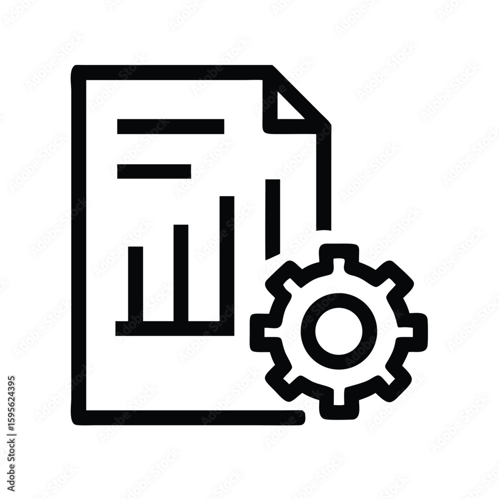 Poster data analysis automation report with cogwheel icon for business intelligence and analytics process