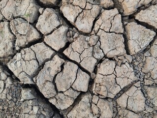 Close up dry and cracked soil surface texure background