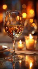 Romantic Dinner Setting with Wine and Candles