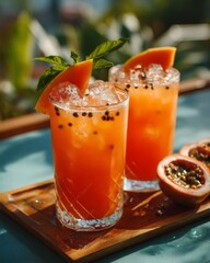 Two Refreshing Papaya Passionfruit Cocktails