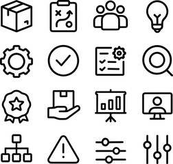 Simple Outline Business and Management Icon Set for Website or Application