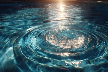 Blue Pool Water Ripples With Sunlight Reflections