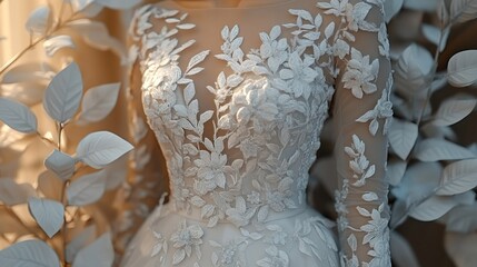 Obraz premium Elegant wedding dress, floral lace