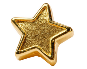 Golden star metallic shiny isolated decorative award symbol textured object transparency background. bright and cheerful gold star with textured surface perfect for celebration or achievement