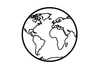 Obraz premium Simple Outline Drawing of Planet Earth Showing Continents Including North America South America Europe Africa Asia Australia and Antarctica