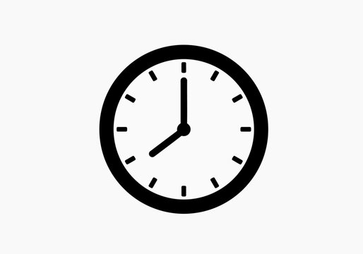 A Simple Black and White Icon of a Round Analog Clock Displaying the Time as Eight Oclock Perfect for Digital Interfaces and Graphic Design Projects