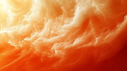 Abstract design with flowing, textured forms in orange and white.