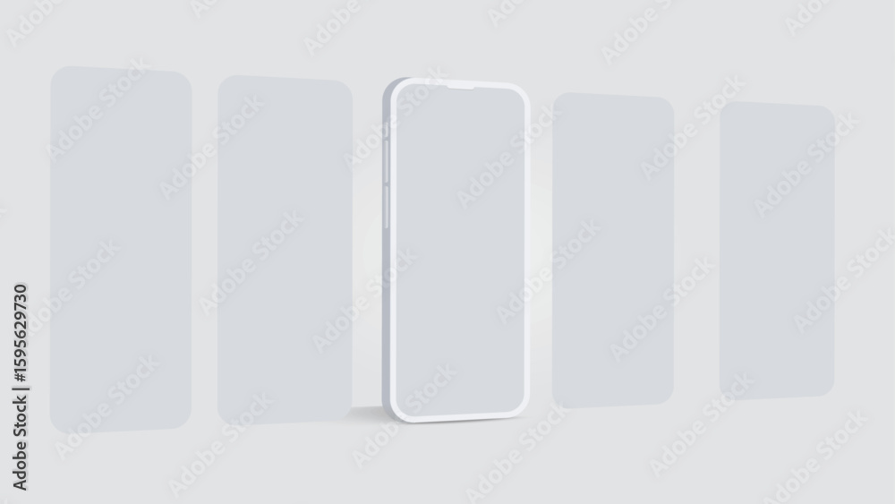 Poster modern smartphone mockup with blank app screens – vector mobile ui template for responsive web desig