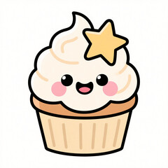 Cartoon cupcake smiling