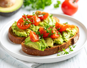Avocado Toast with Tomatoes and Thyme