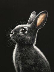 A Striking Portrait: Black Rabbit in the Dark