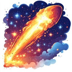 Fiery Comet Blazing Across the Cosmos