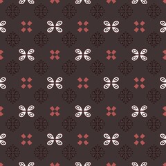 Elegant Butterfly and Geometric Pattern Seamless Background Design Dark Brown and Red