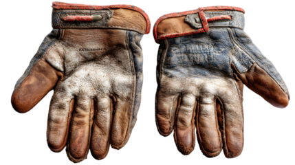 A Pair of Brown Leather Work Gloves Isolated on a White Background