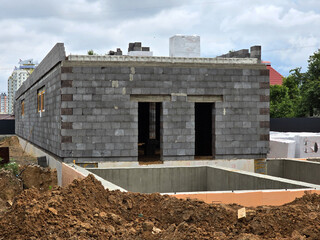 house under construction with autoclaved aerated concrete blocks