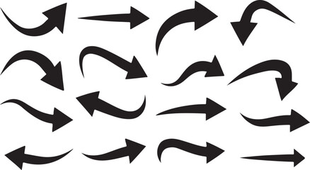 Black Arrow Icon Set, Flat Direction Symbol for Web, App, and UI Design