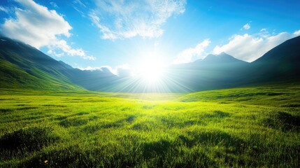 Obraz premium mountain view decorated with sunlight and clouds