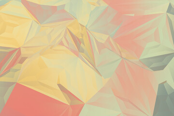 Polygonal Pastel Surfaces – Soft Abstract Geometry with a Delicate 3D Crystal Look. Smooth polygonal 3D background featuring pastel gradients and soft facets that mimic abstract crystal forms
