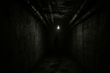 Scary eerie dark empty place liminal space