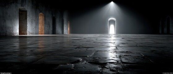 Fototapeta premium Light shines through old archways