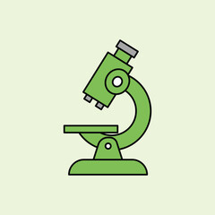 A modern, minimalist microscope illustration with a soft green background, suitable for educational and science themes.