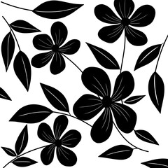 seamless pattern with black flowers