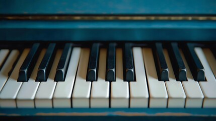 Close-up view of piano keys.